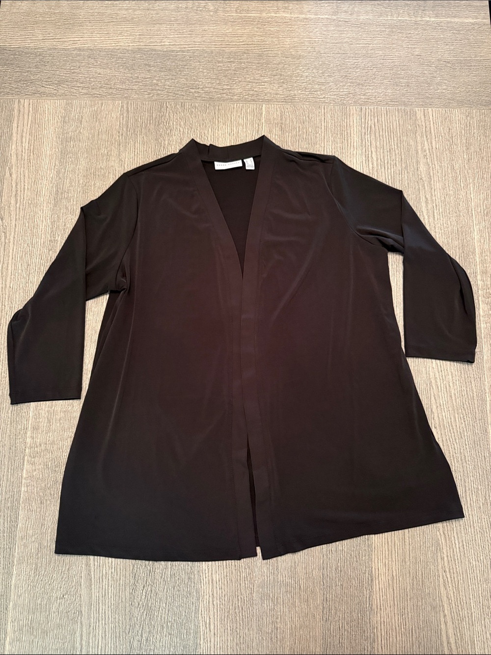 Susan Graver Black Open-Front Cardigan